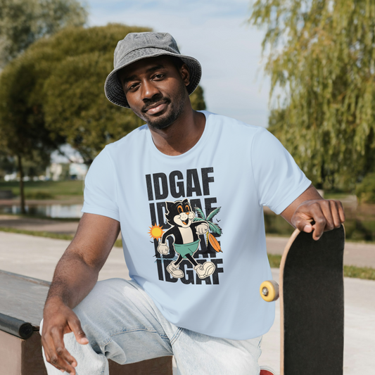 IDGAF T-Shirts for Men & Women | Retro Cool Cat Graphic Tee | Unisex 'Whatever' Statement Shirt | Streetwear Cool Cat Tee | Bold Cat T Shirt