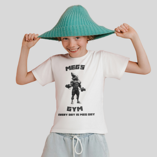 Meg's Gym - Kids Youth Short Sleeve Tee - Motivational Fitness Shirt for Boys and Girls, Every Day is Meg Day Design, Workout Shirt, Shirt