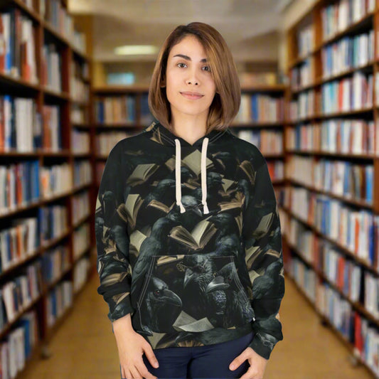 Reading Ravens Pullover Hoodie - Unisex Comfort for Men and Women | Casual Wear for Raven and Book Lovers, Warm and Stylish Reading Hoodie
