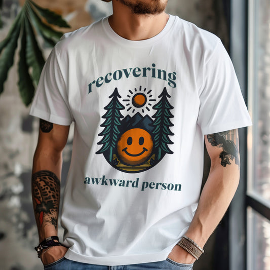 Recovering Awkward Person T-Shirt | Funny & Relatable Design | Self-Deprecating Humor | Perfect Gift for Those Who Understand | Comfortable & Stylish | Casual Wear