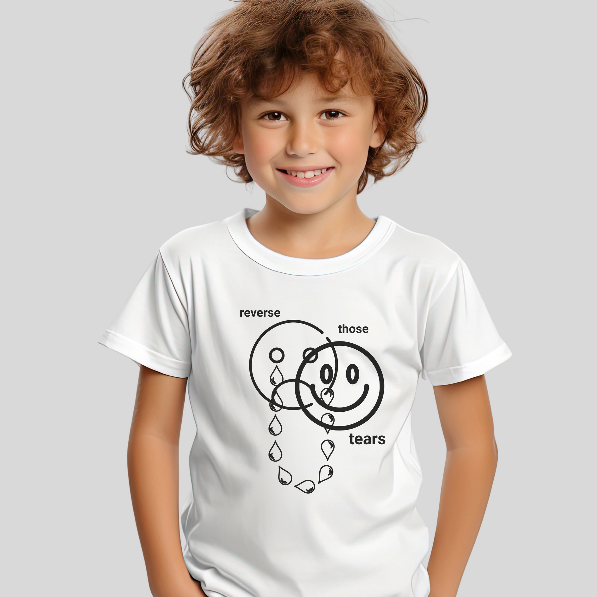 Reverse Those Tears T-Shirt for Kids | Inspirational & Uplifting Quote | Positive Vibes Kids' Graphic Tee | Motivational Gift for Kids | Comfortable & Stylish Kids Tee
